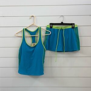Vibrant Blue and Green Women's Swim Set